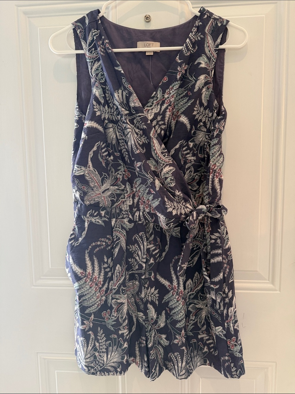 LOFT Outlet Blue Botanical Print Wrap Mini Romper Size 2P